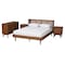 Baxton Studio Rina MidCentury Modern Ash Walnut Finished Wood 4Piece Full Size Bedroom Set with Synthetic Rattan 223-9812-9813-11298-11300-ZORO - alternate 4